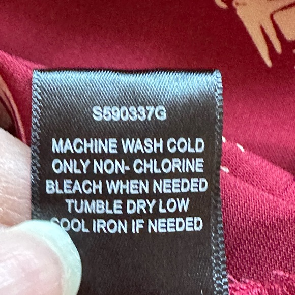 41 Hawthorn Red White Long Sleeves Button Down Geometric Design Shirt Dress Sz S - Picture 13 of 16